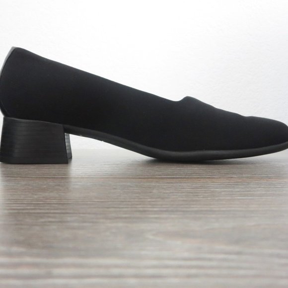 Munro Jet Black Traveler Shoes 1.5" Low Heel Square Closed Toe Slip On Sz 7 - Picture 5 of 15